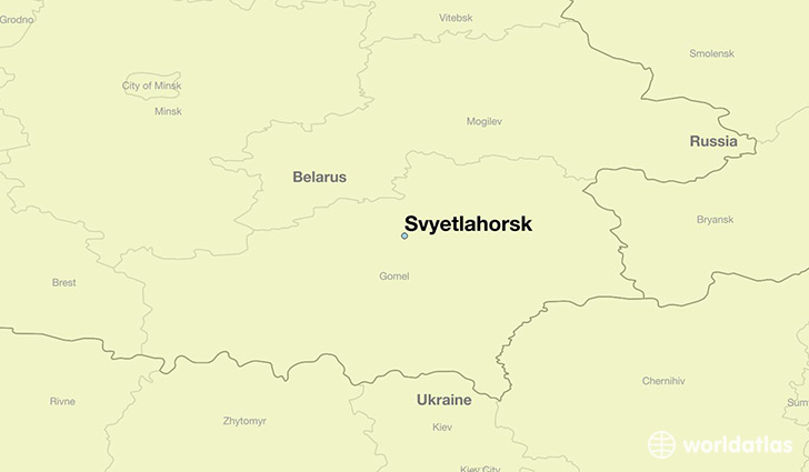 map showing the location of Svyetlahorsk