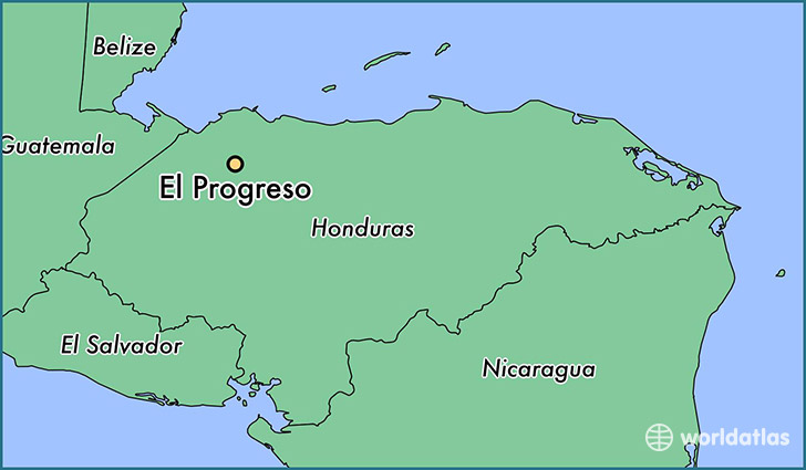 map showing the location of El Progreso