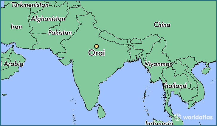 map showing the location of Orai