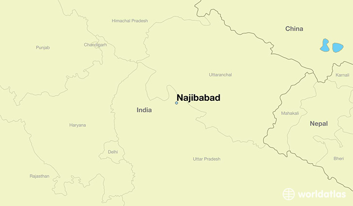 map showing the location of Najibabad