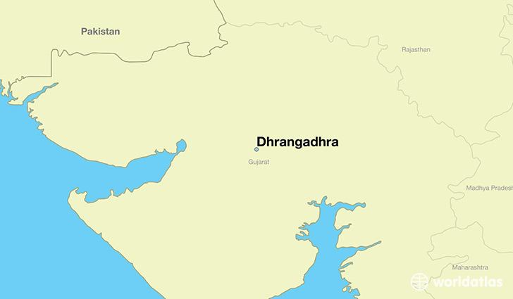 map showing the location of Dhrangadhra