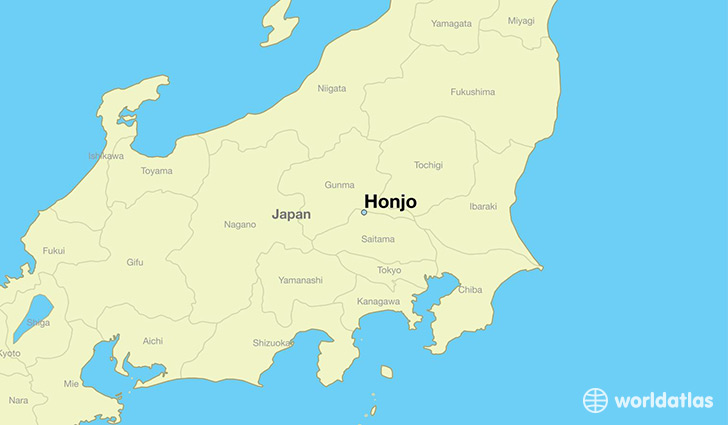 map showing the location of Honjo