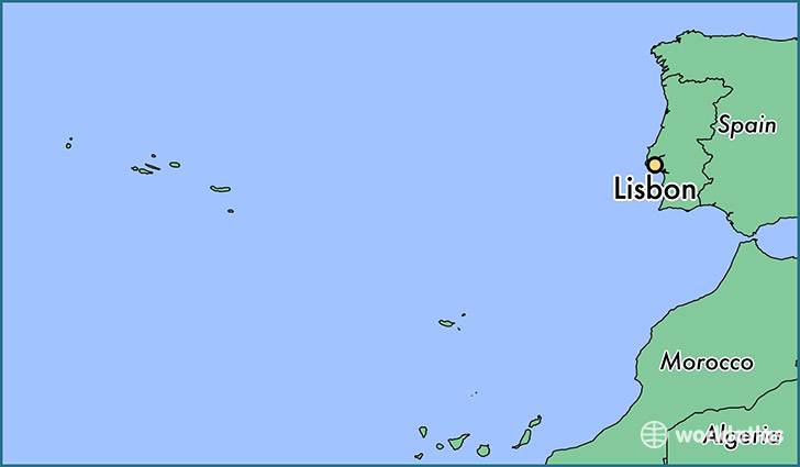 map showing the location of Lisbon