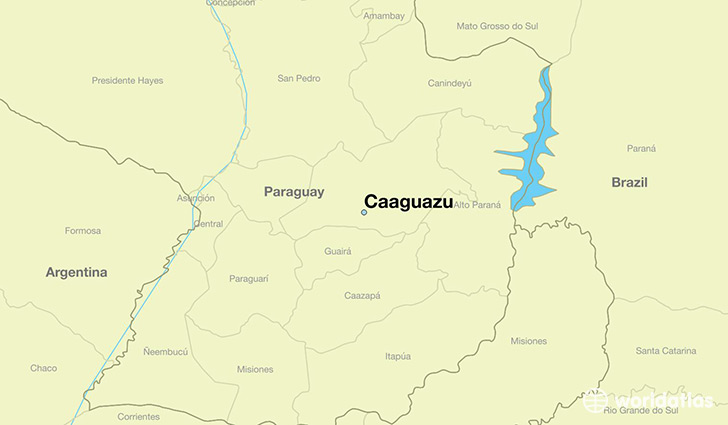 map showing the location of Caaguazu