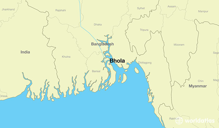 map showing the location of Bhola