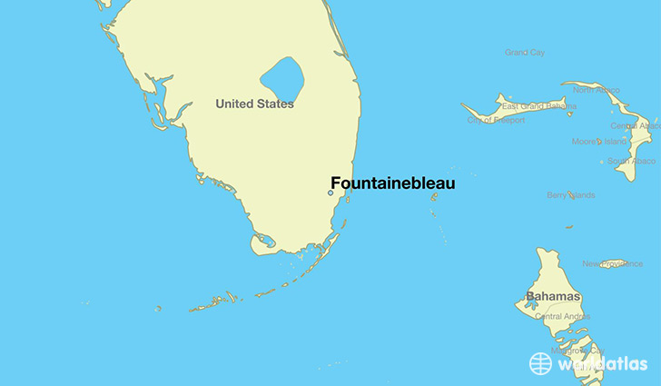 map showing the location of Fountainebleau