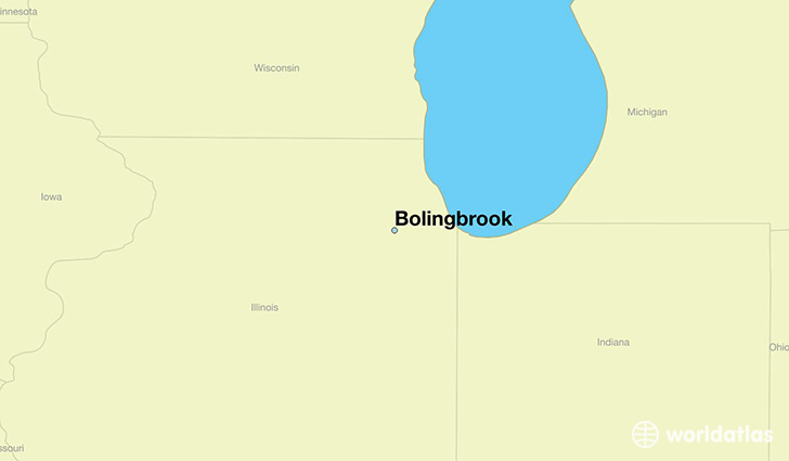 map showing the location of Bolingbrook