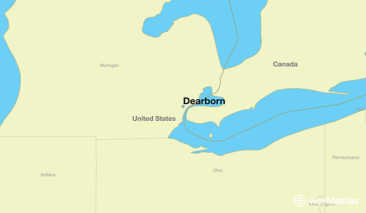 map showing the location of Dearborn