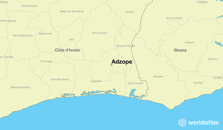 map showing the location of Adzope