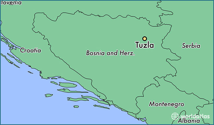 map showing the location of Tuzla