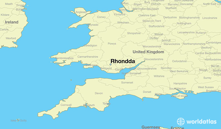 map showing the location of Rhondda