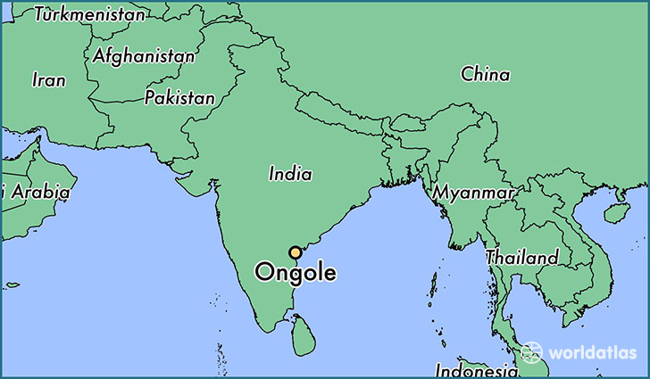 map showing the location of Ongole