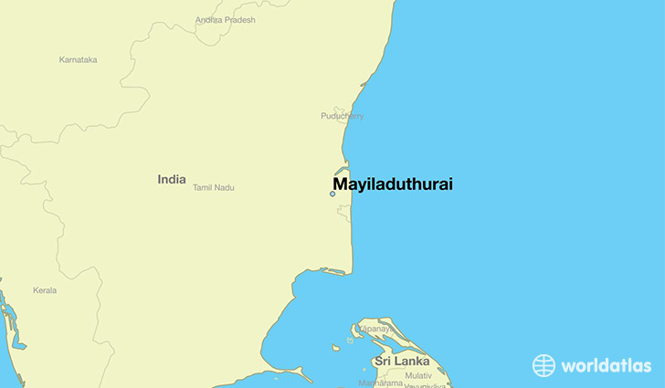 map showing the location of Mayiladuthurai