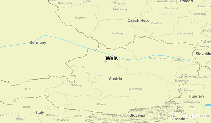 map showing the location of Wels