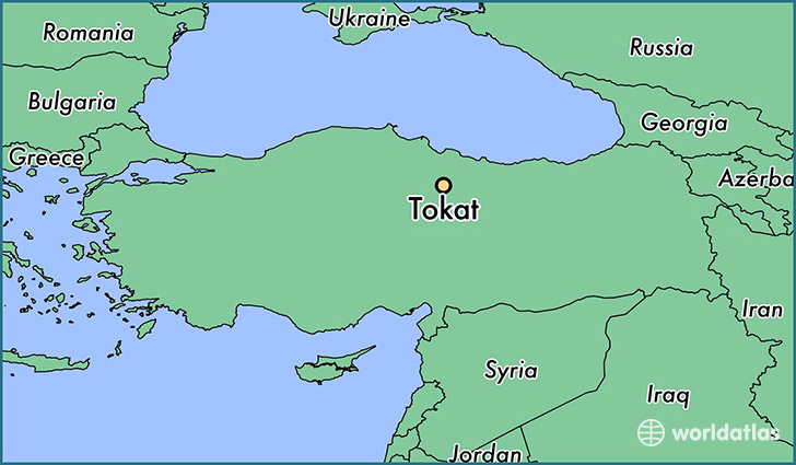 map showing the location of Tokat