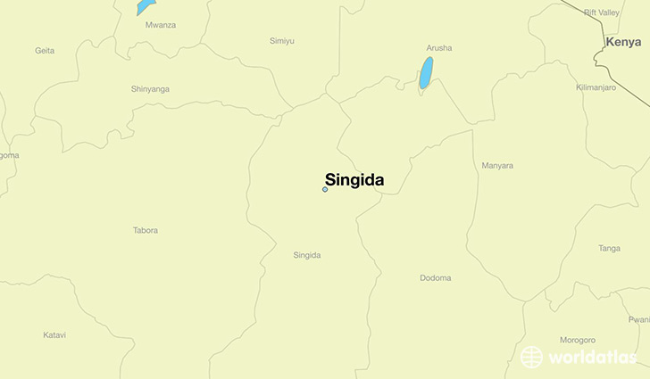 map showing the location of Singida
