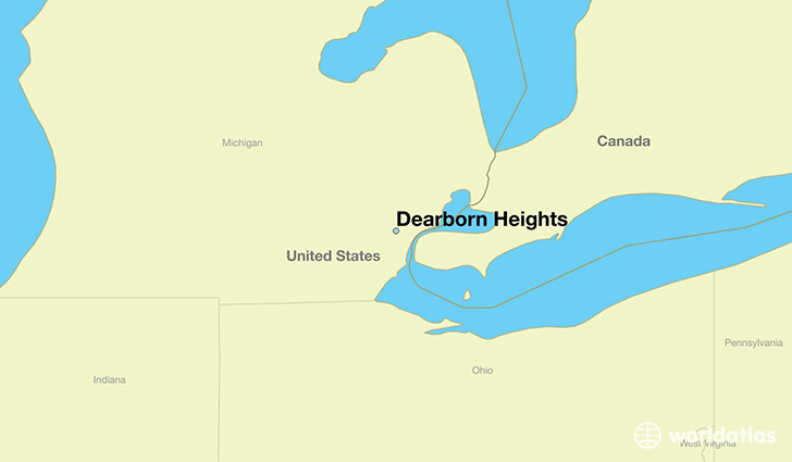 map showing the location of Dearborn Heights