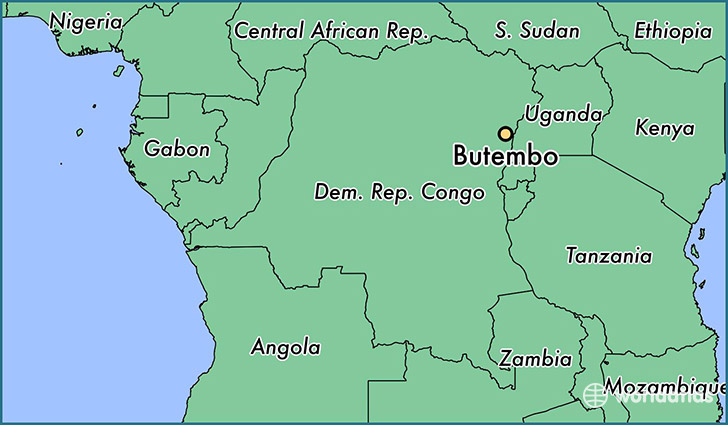 map showing the location of Butembo