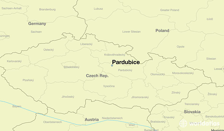 map showing the location of Pardubice