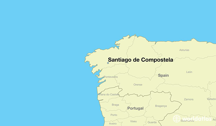 map showing the location of Santiago de Compostela