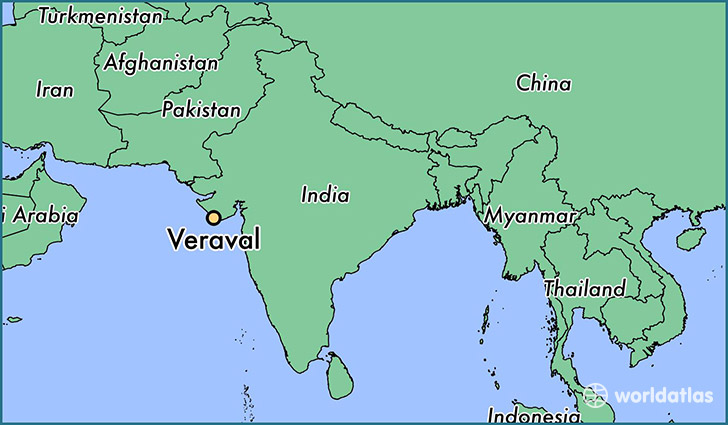 map showing the location of Veraval