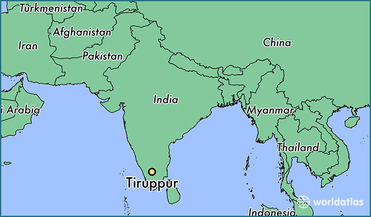 map showing the location of Tiruppur