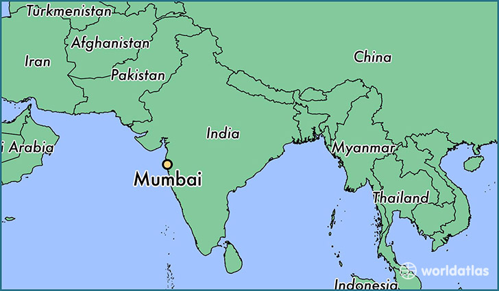 map showing the location of Mumbai