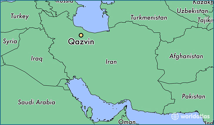 map showing the location of Qazvin