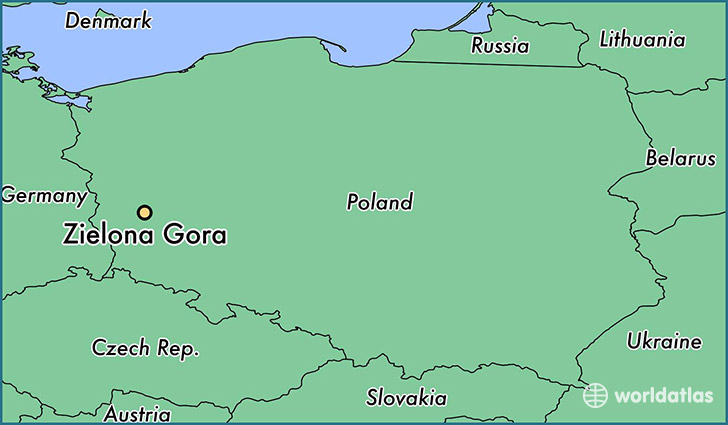 map showing the location of Zielona Gora