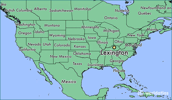 map showing the location of Lexington