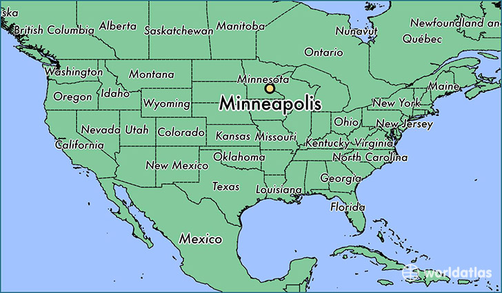 map showing the location of Minneapolis