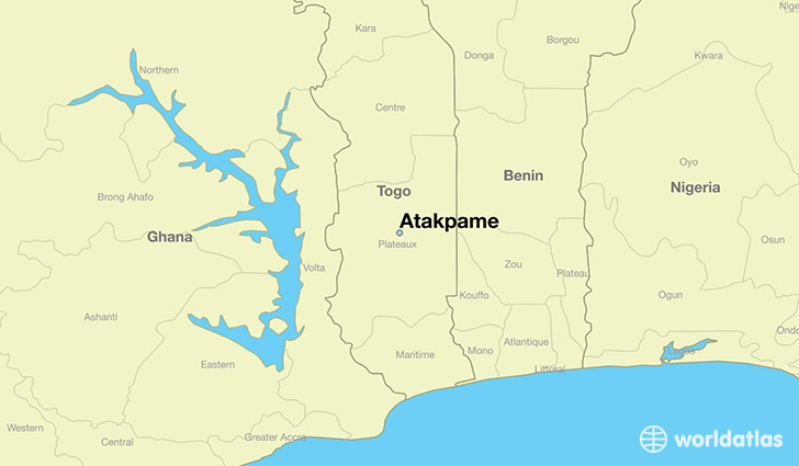 map showing the location of Atakpame