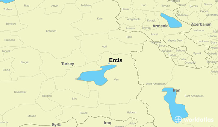 map showing the location of Ercis
