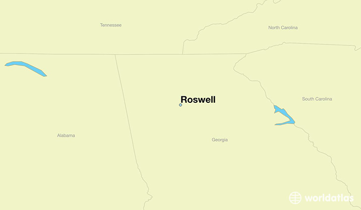 map showing the location of Roswell