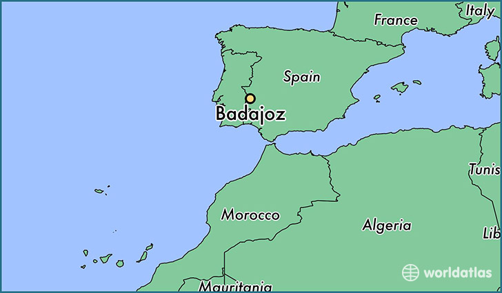 map showing the location of Badajoz