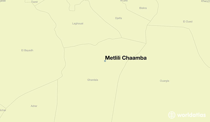 map showing the location of Metlili Chaamba