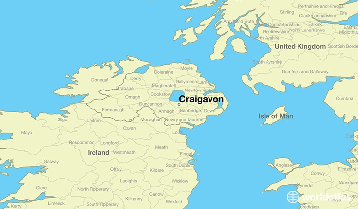 map showing the location of Craigavon