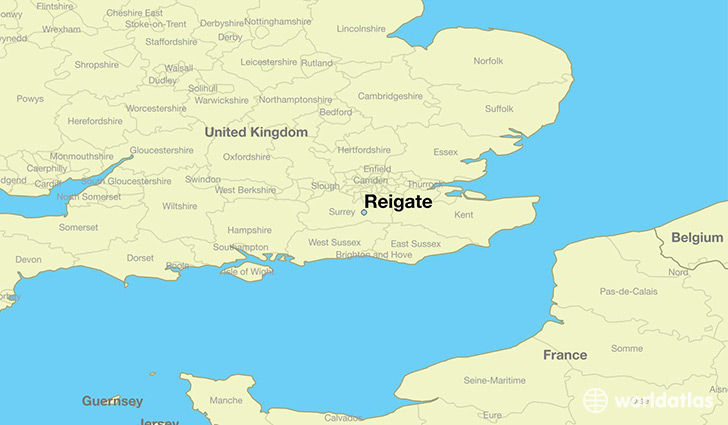 map showing the location of Reigate