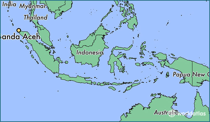 map showing the location of Banda Aceh