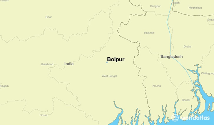 map showing the location of Bolpur