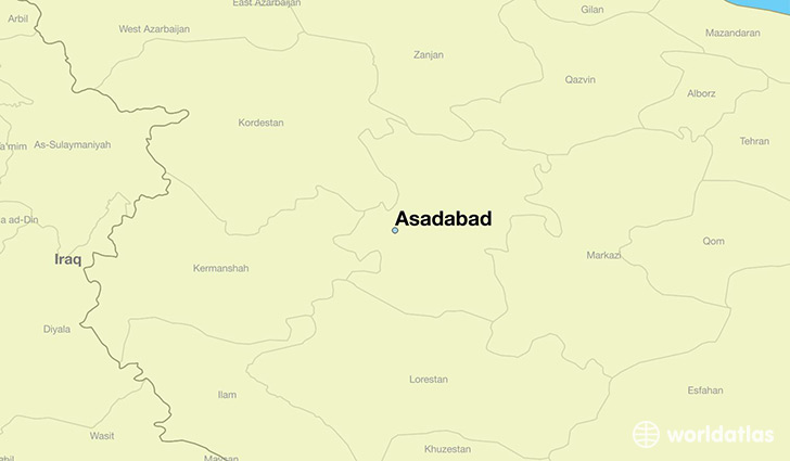 map showing the location of Asadabad