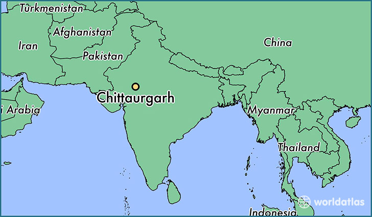 map showing the location of Chittaurgarh