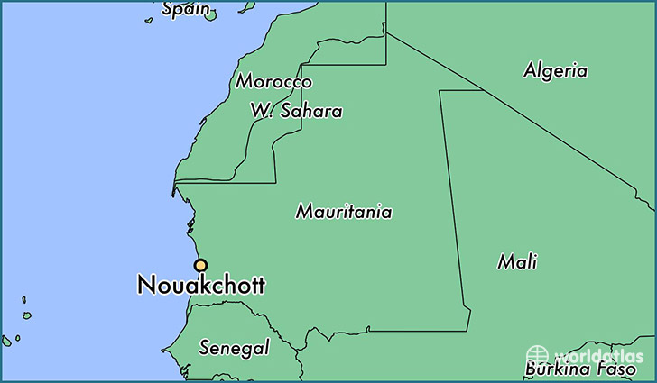 map showing the location of Nouakchott