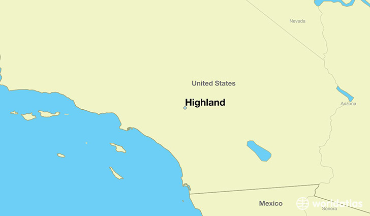 map showing the location of Highland