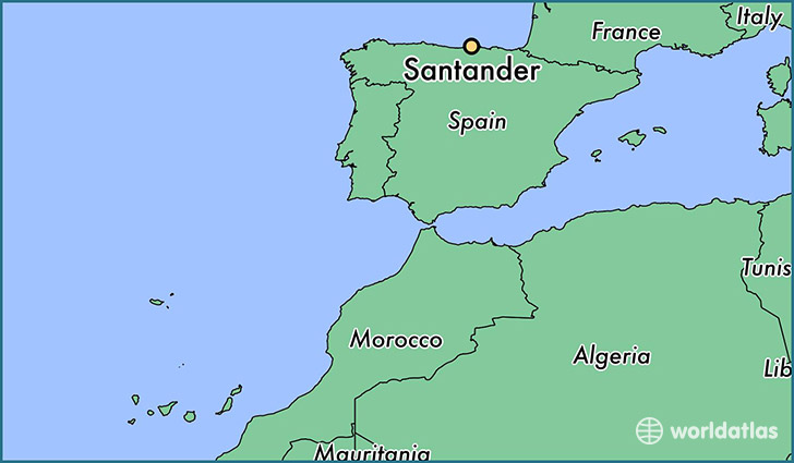 map showing the location of Santander