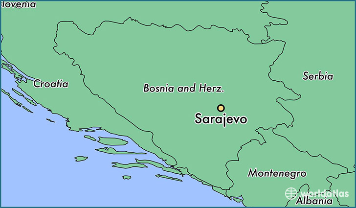 map showing the location of Sarajevo