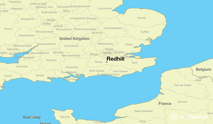 map showing the location of Redhill