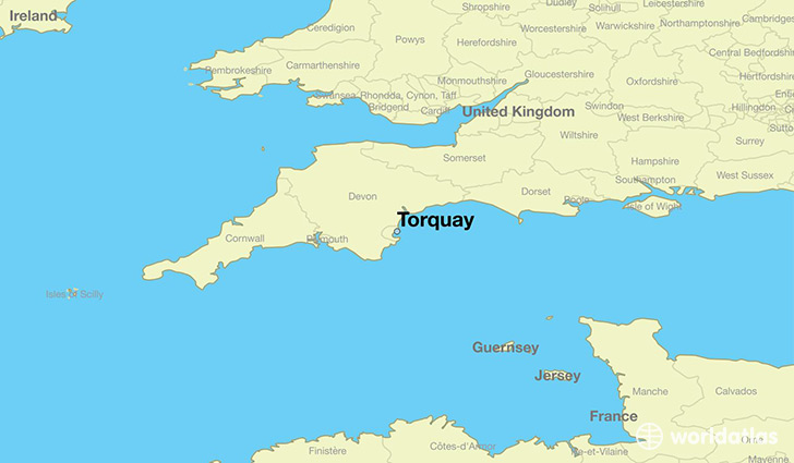 map showing the location of Torquay