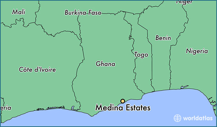 map showing the location of Medina Estates