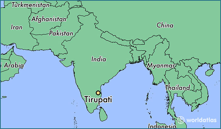 map showing the location of Tirupati